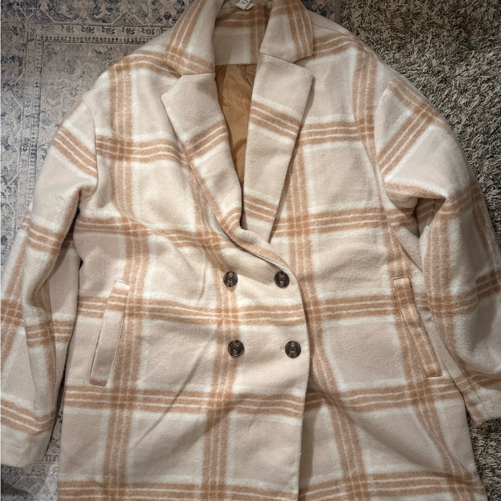 Time and Tru Cream Tan Pea Coat
